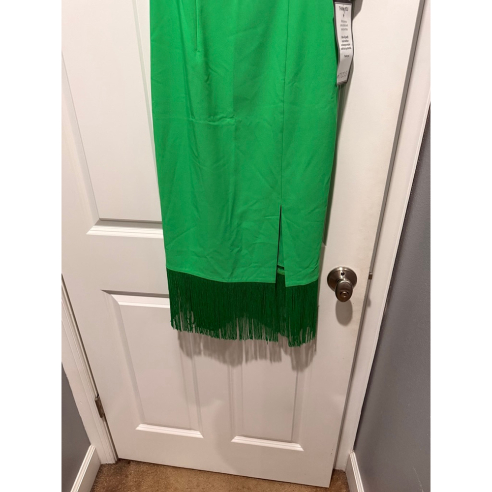 Women's Adrianna Papell Green Fringe Midi Dress Size 2 - Picture 5 of 8